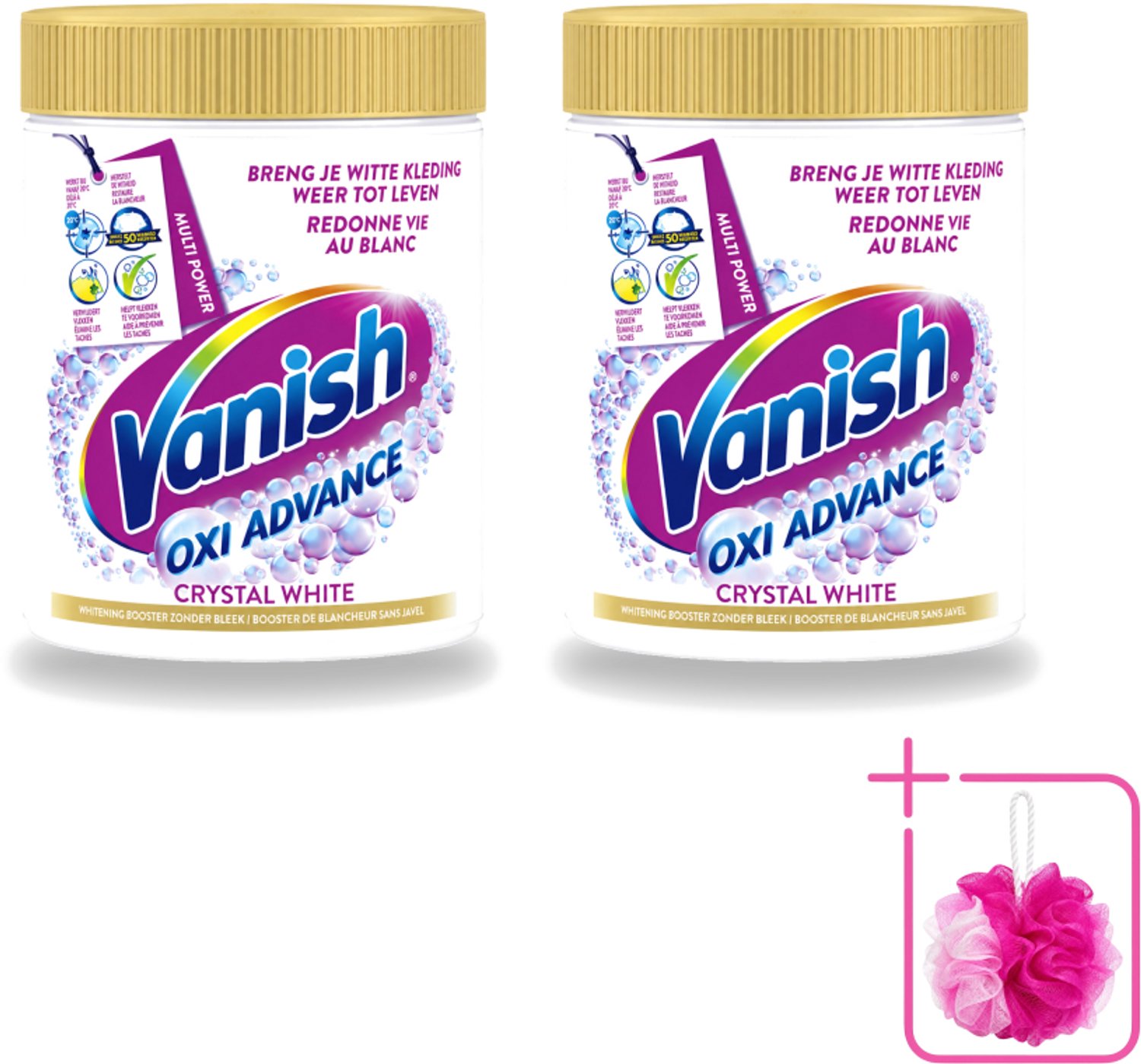 2 x Vanish Oxi Advance - Kristalwit - Vlekkenverwijderaar Poeder - Witte Was - 840 Gram - Bulkverpakking - Wit was - Douchemop - Vlekkenverwijderaar