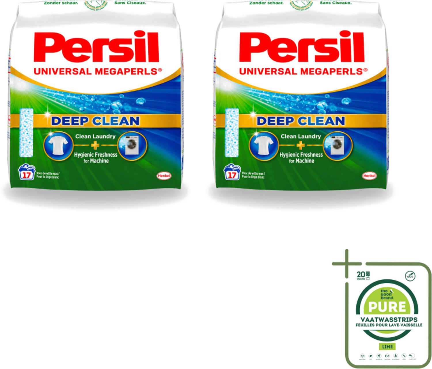 2 x Persil Universal Megaperls - Waspoeder - Witte en Gekleurde Was - 17 Wasbeurten - Grootverpakking - Vaatwasstrips - Waspoeder - Was - Wasmiddel - Wasbeurten - Vlekverwijdering