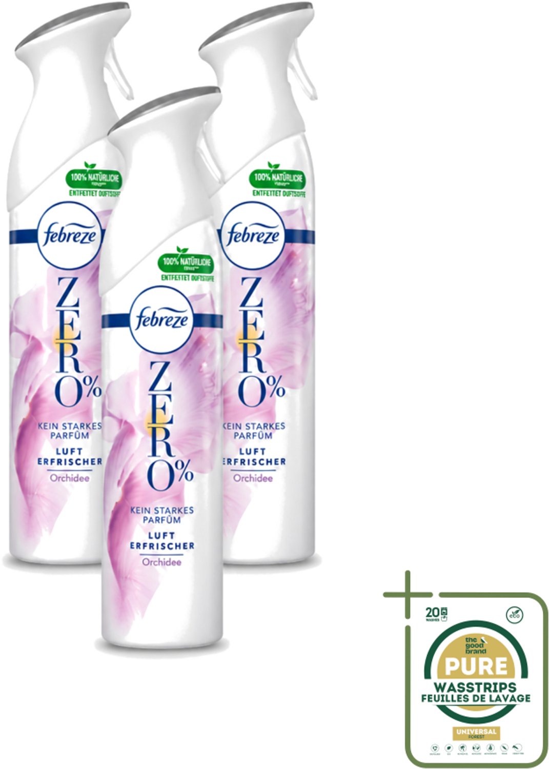 3 x Febreze Spray - Zero % - Orchidee - Luchtverfrisser - 300ml - Luchtverfrisser - Geuren Verwijderen - Orchidee Geur - Frisse Geur - Zero %