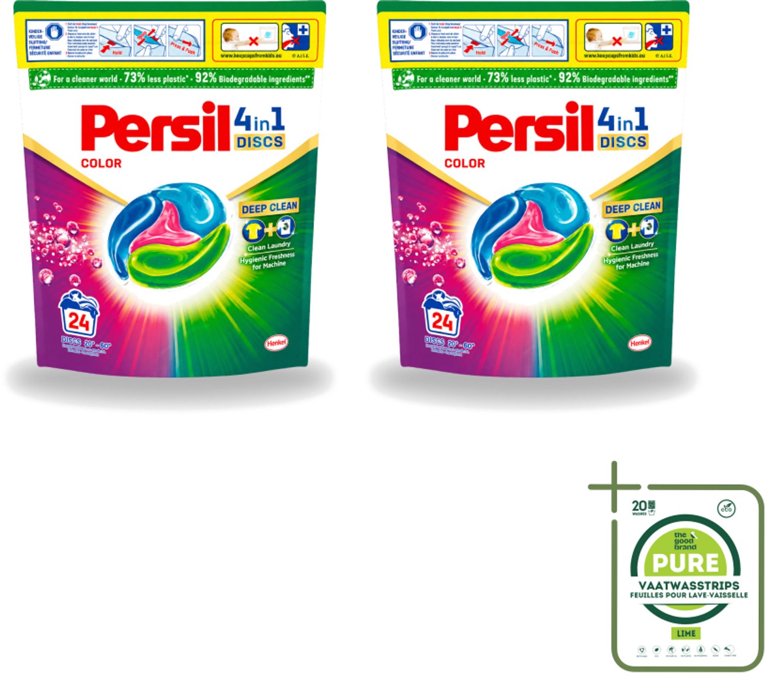 2 x Persil - Wasmiddelcapsules - 4-In-1 Discs - Gekleurde Was - 24 Wasbeurten - Grootverpakking - Vaatwasstrips - Persil 4-in-1 Discs Color - Gekleurde Was - Wasmachine - Vlekverwijdering - Frisse Was