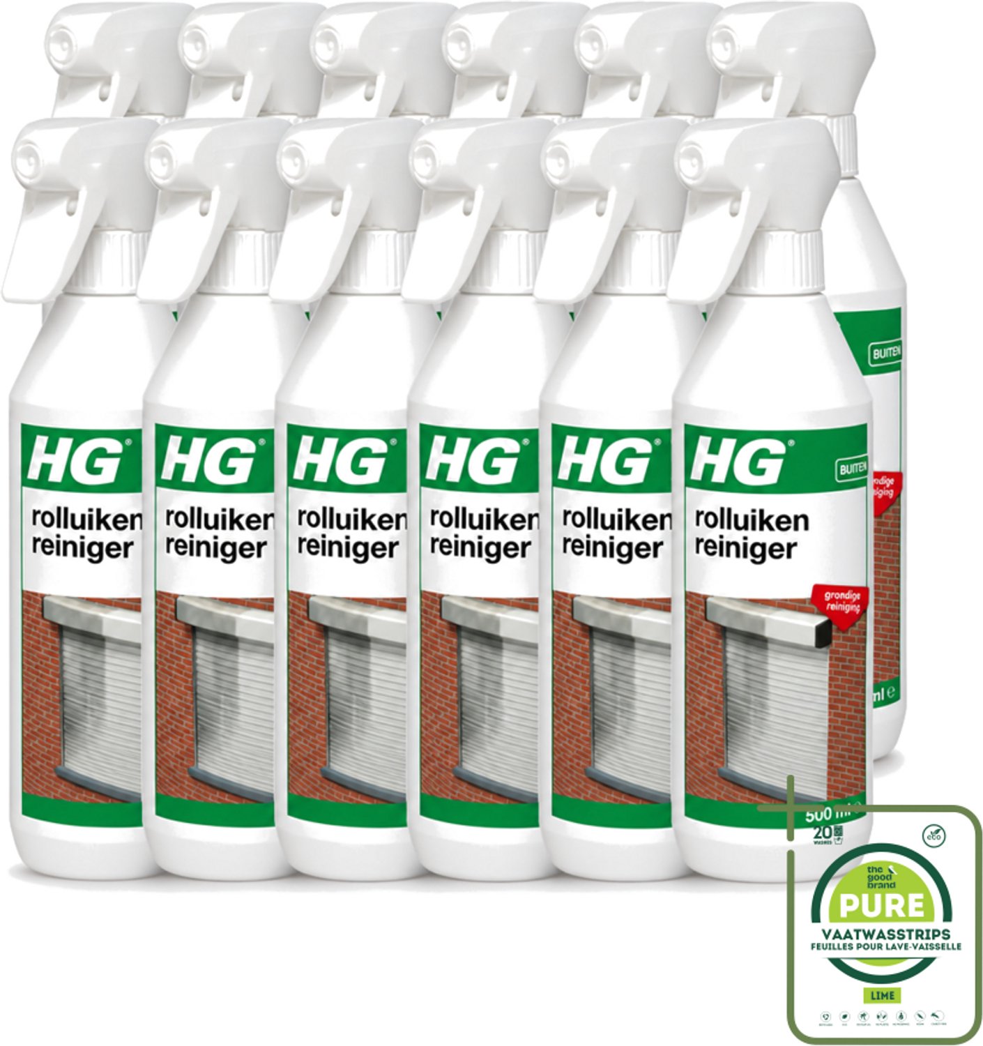 12 x HG - Rolluikenreiniger - Grondige Reiniging - 500 ml - Grootverpakking - Rolluiken Reinigen - Rolluiken Reiniger - Rolluik Reinigen - Rolluik Reinigingsproduct - Rolluik Reinigen Zonder Krassen