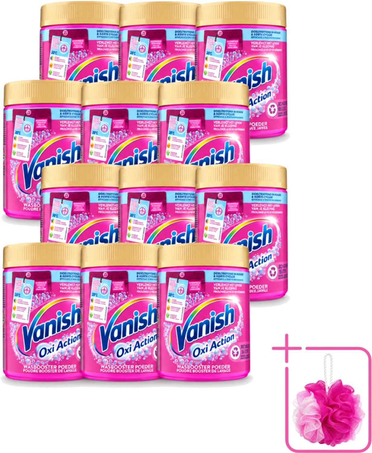 12 x Vanish Oxi Action - Vlekkenverwijderaar Poeder - Zonder Bleek - Gekleurde Was - 530 Gram - Bulkverpakking - Vlekkenverwijderaar - Douchemop - Wasbooster