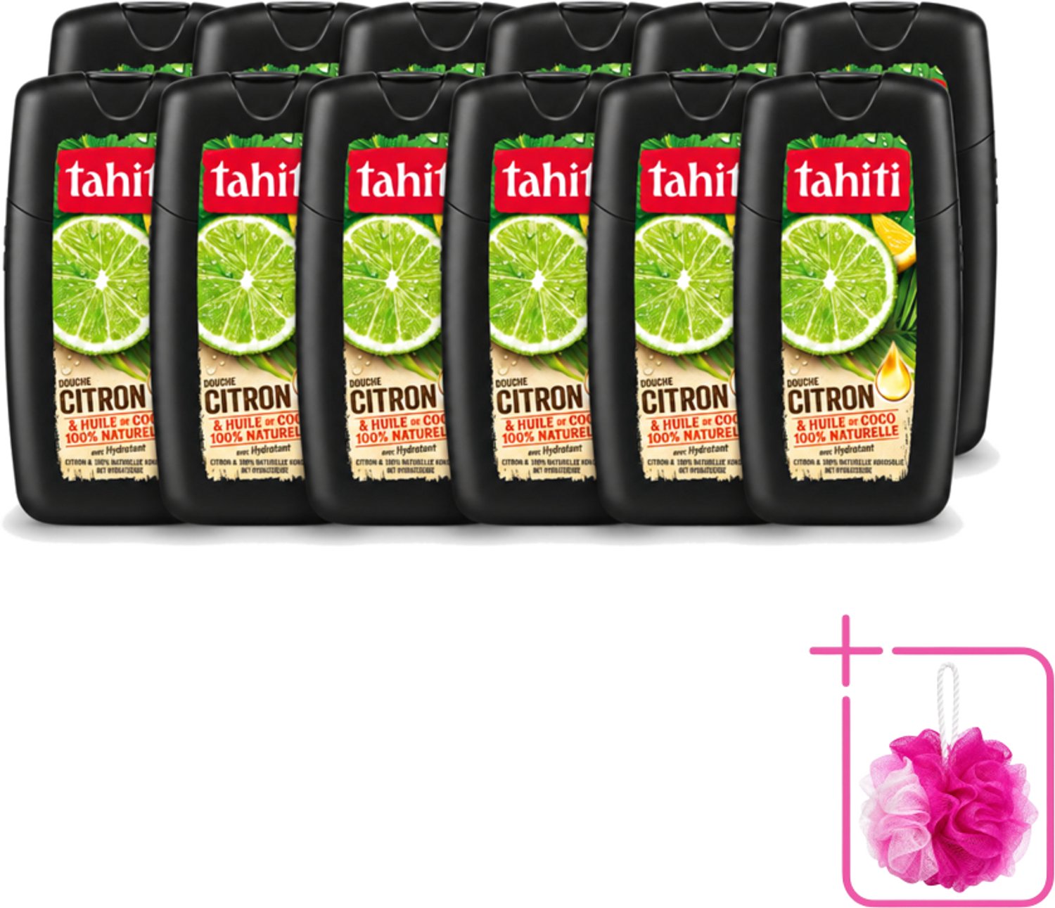 12 x Tahiti - Douchegel - Citroen & Kokosolie - Hydraterend - 250 ml - Bulkverpakking - Douchegel citroen kokosolie - Douchemop - Hydraterende douchegel