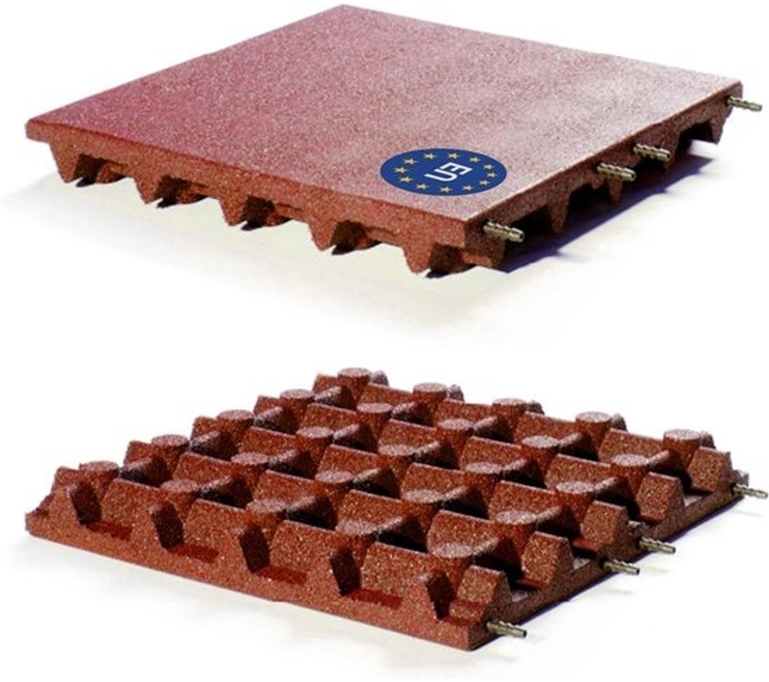Valdempende rubber tegel - Veiligheidsmat Speelplein - Valbescherming Buiten - Hoge Schokabsorptie - 50x50 cm - Rood