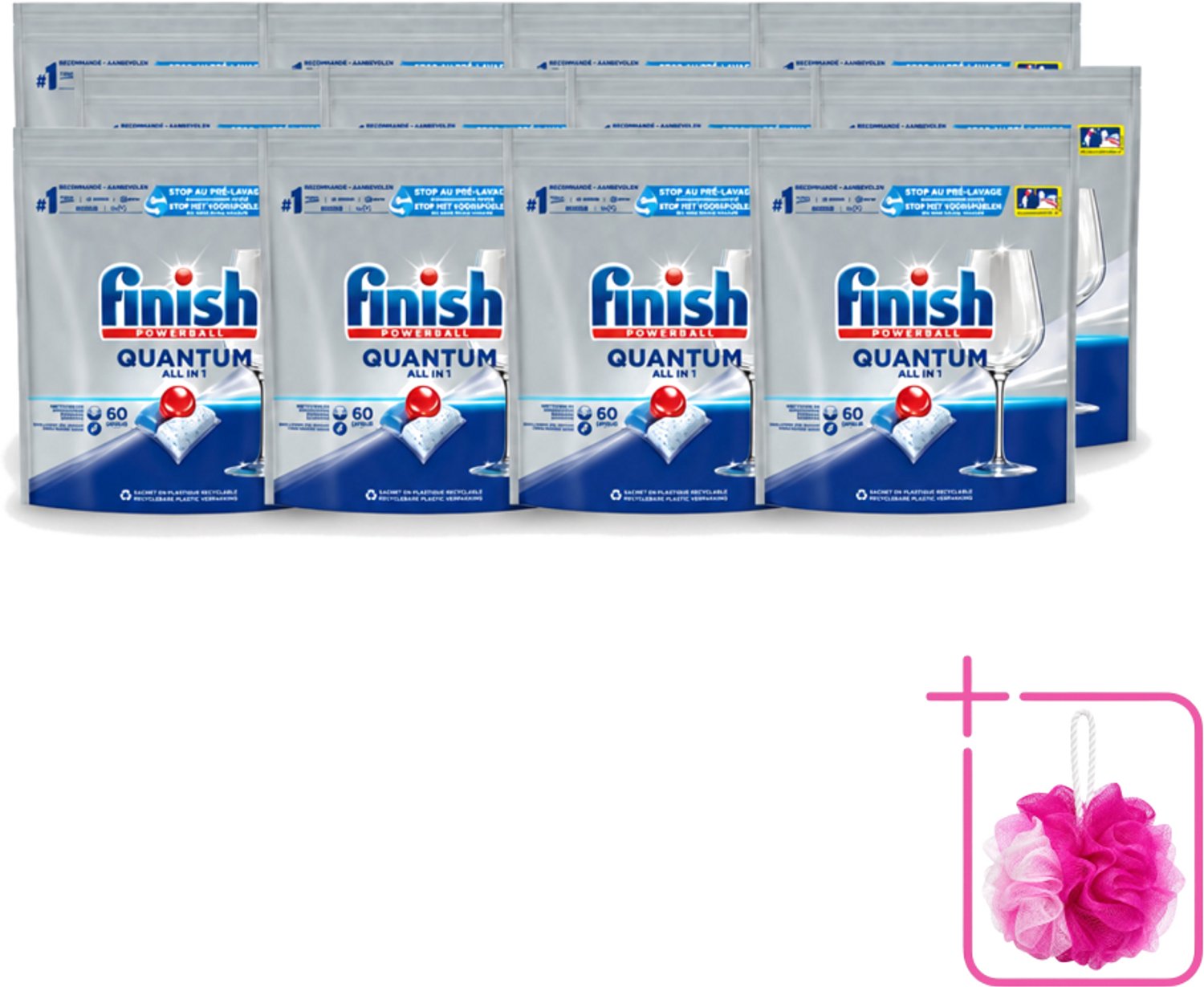 12 x Finish – Vaatwastabletten – Quantum All-in-1 – 60 Capsules - Bulkverpakking - Vaatwastabletten - Douchemop - Vaatwassen