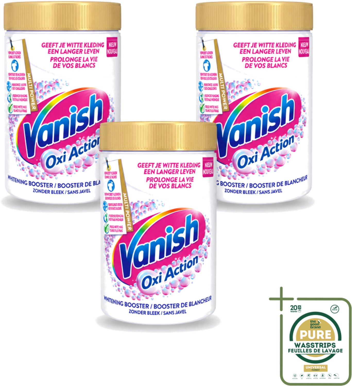 3 x Vanish Oxi Action - Vlekkenverwijderaar Poeder - Zonder Bleek - Witte Was - 710 Gram - Wasstrips - Vlekkenverwijderaar - Witte Was - Bleekvrije Wasmiddel - Wasmiddel Voor Witheid - Vlekkenverwijdering