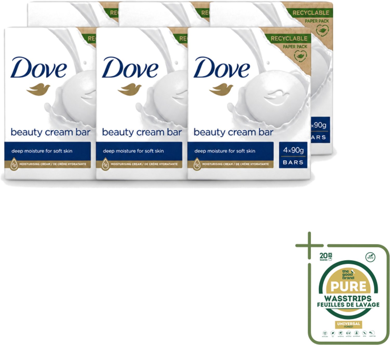 6 x Dove Original - Zeep - Beauty Cream Bar - 360 g - Wasstrips - Zachte Reiniging - Gezichtszeep - Huidverzorging - Zeepbar - Dagelijks Gebruik