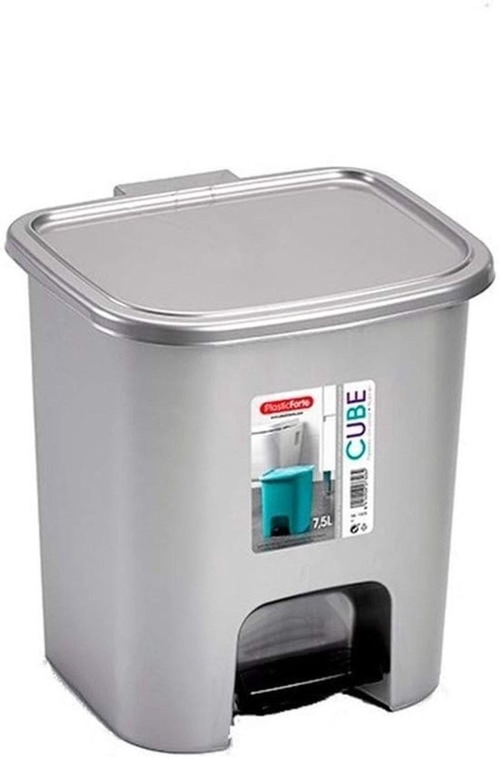 Pedaalemmer - Afvalemmer Prullenbak - Hygiënisch Afval Verzamelen - Pedaalbediening - 7.5 Liter 21.5x23x25cm - Zilverkleurig
