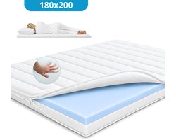 Maan matras ® - Topper 180x200 - Aanpasbaar - 12 cm dik - Koudschuim & Hybrid- Afneembare tijk wasbaar - 180x200 cm