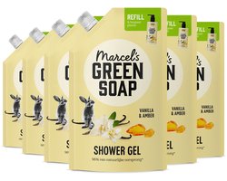 Marcel's Green Soap Douchegel Navulling - Vanille & Amber - 6 x 500ml