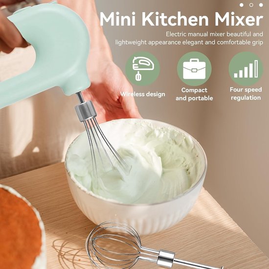Draadloze Handmixer - Wit - Mini Elektrische Mixapparaat - Oplaadbare Eiklopper met 4 Snelheidsmodi - Voor Huishoudelijk Gebruik — afbeelding 4
