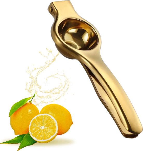 Citroenpers - Handmatige citruspers - Limoenpers - Handpers citrusvruchten - Lemon squeezer - Goudkleurig - RVS - 20 cm - Jonyx — afbeelding 2