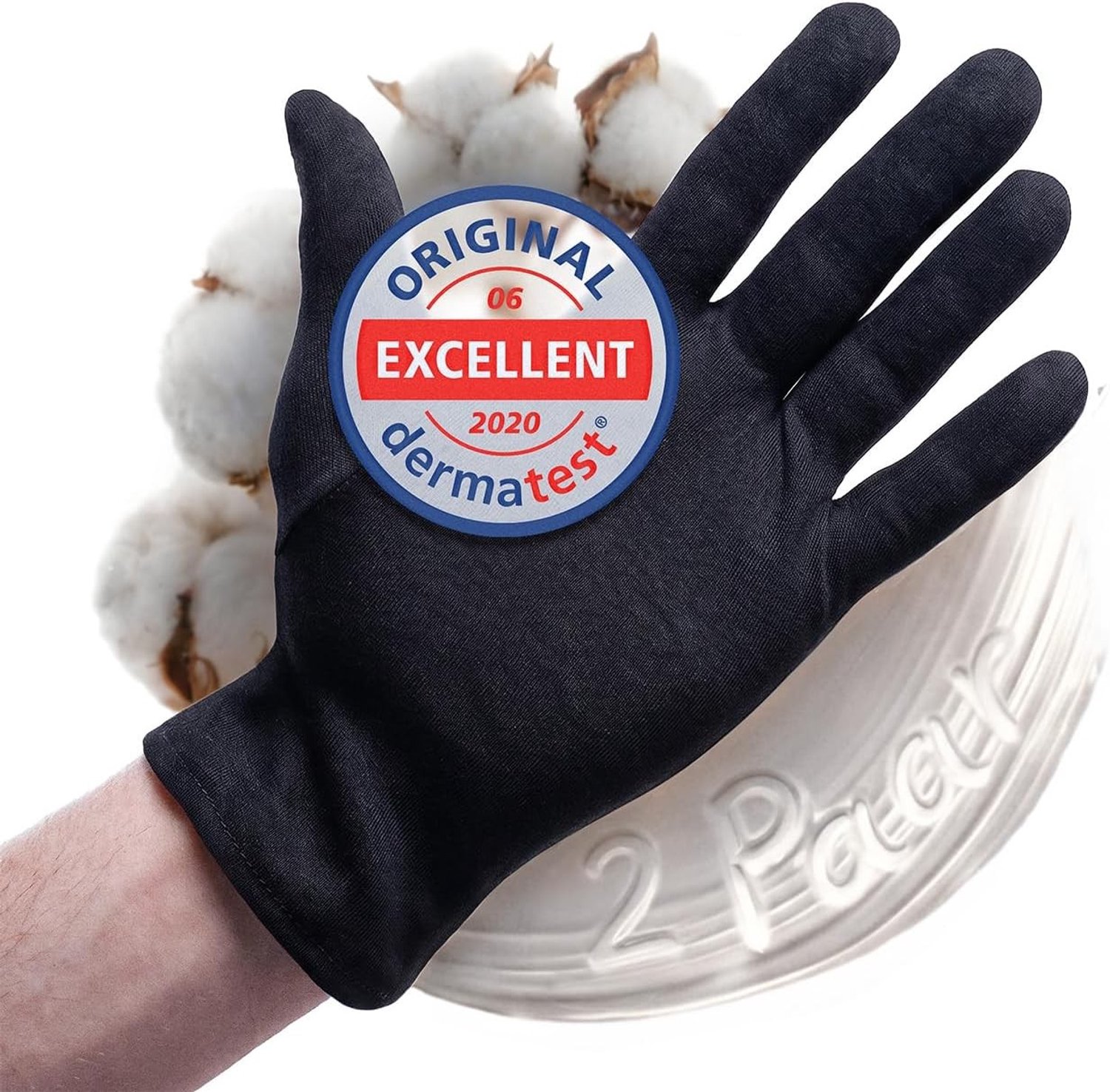 Katoenen Handschoenen - Zwart - XL - Zachte Verbandhandschoenen - Voor Dames en Heren