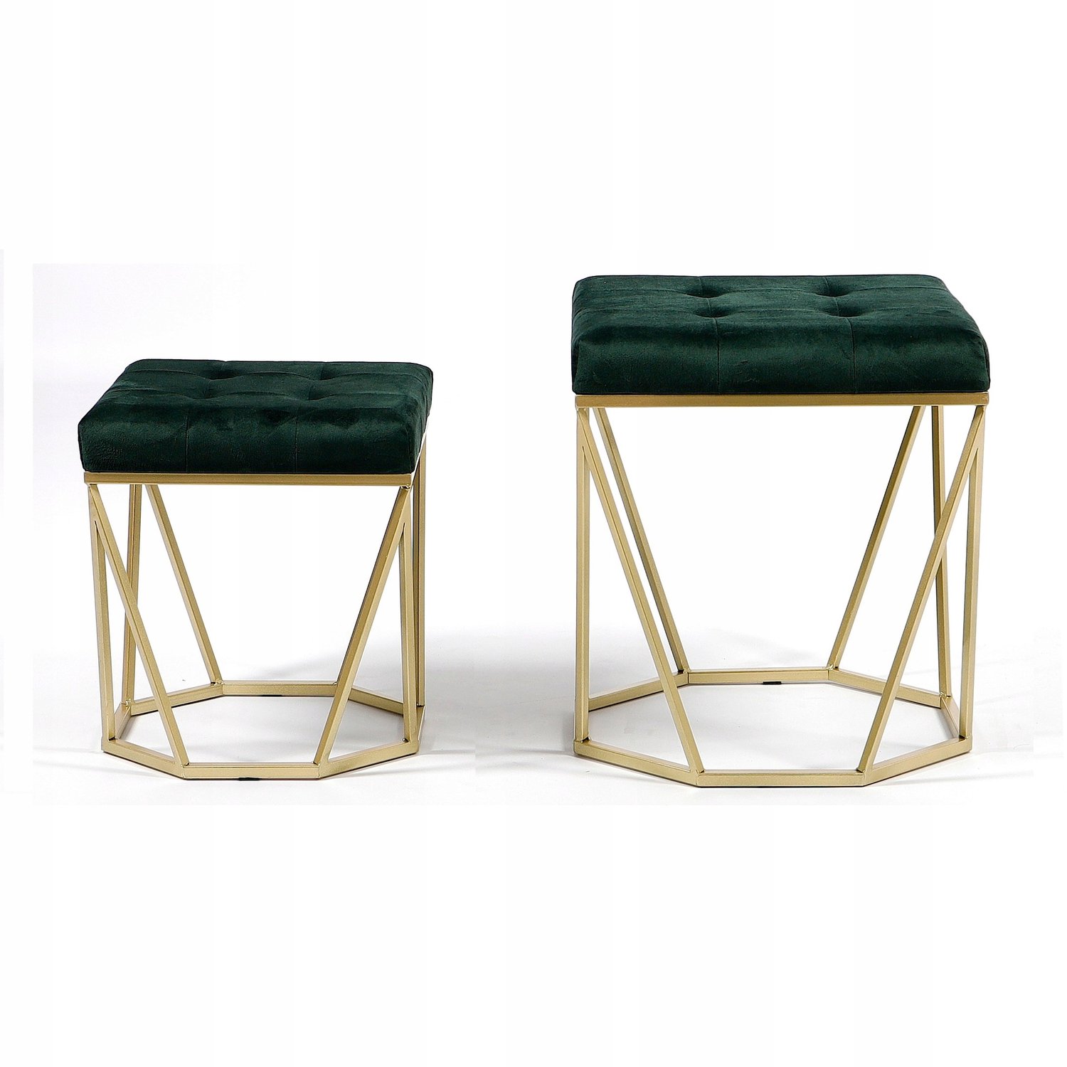 Messa Home 2x Oktana Puf Siedzisko Welur Zielony Złoty Metal Glamour Groen