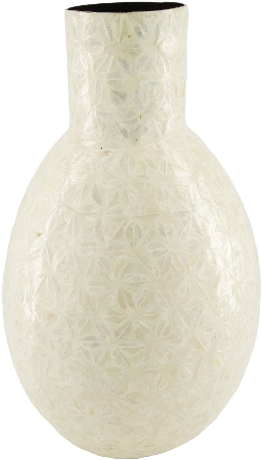 Youna Label Grote Vaas - Capiz & Bamboe - Wit - 45 cm Off-White