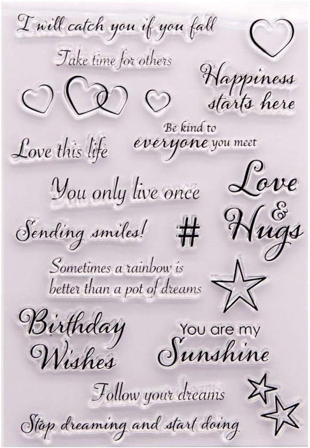 Rubberstempels 14x18 cm - Silicoen - Birthday wishes en Love Hugs - Perfect voor kaart maken - ShopVlot