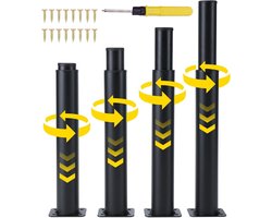 Homtone 4 Pcs Adjustable Furniture Legs, Height Adjustable Furniture Legs with Flat Floor Base, Metal Black Furniture - ShopVlot