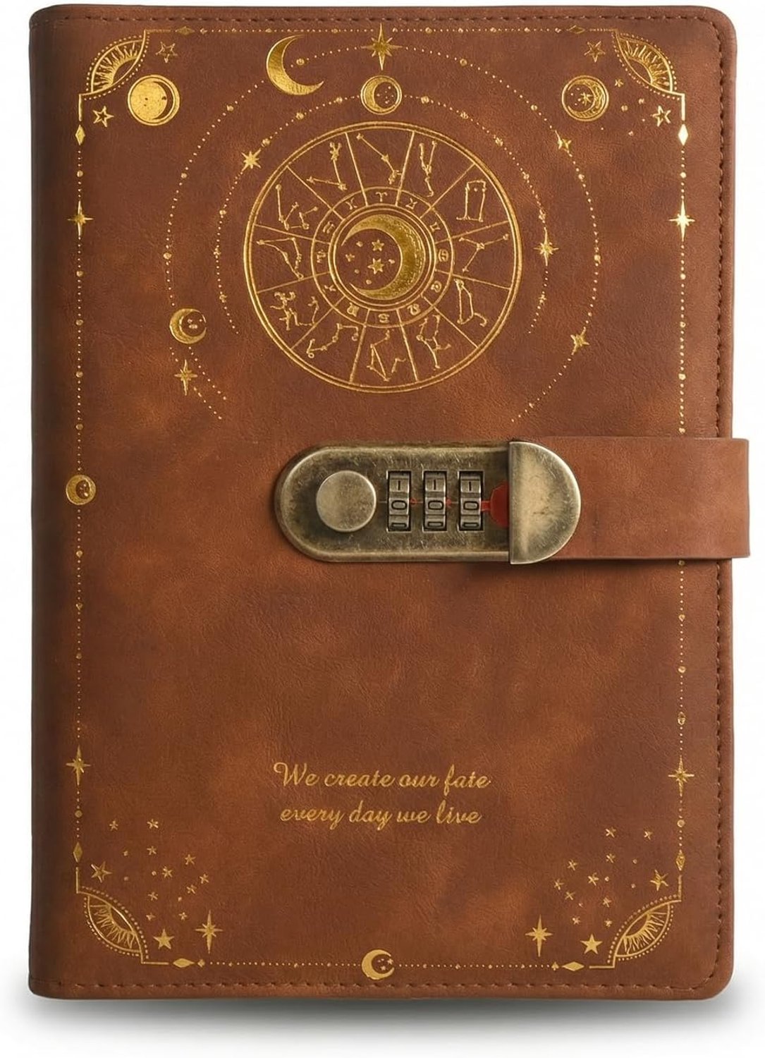 A5 Vintage Diary with Padlock, Secret Notebook for Girls and Boys with PU, Adult Diary with Pen Holder and Card - ShopVlot