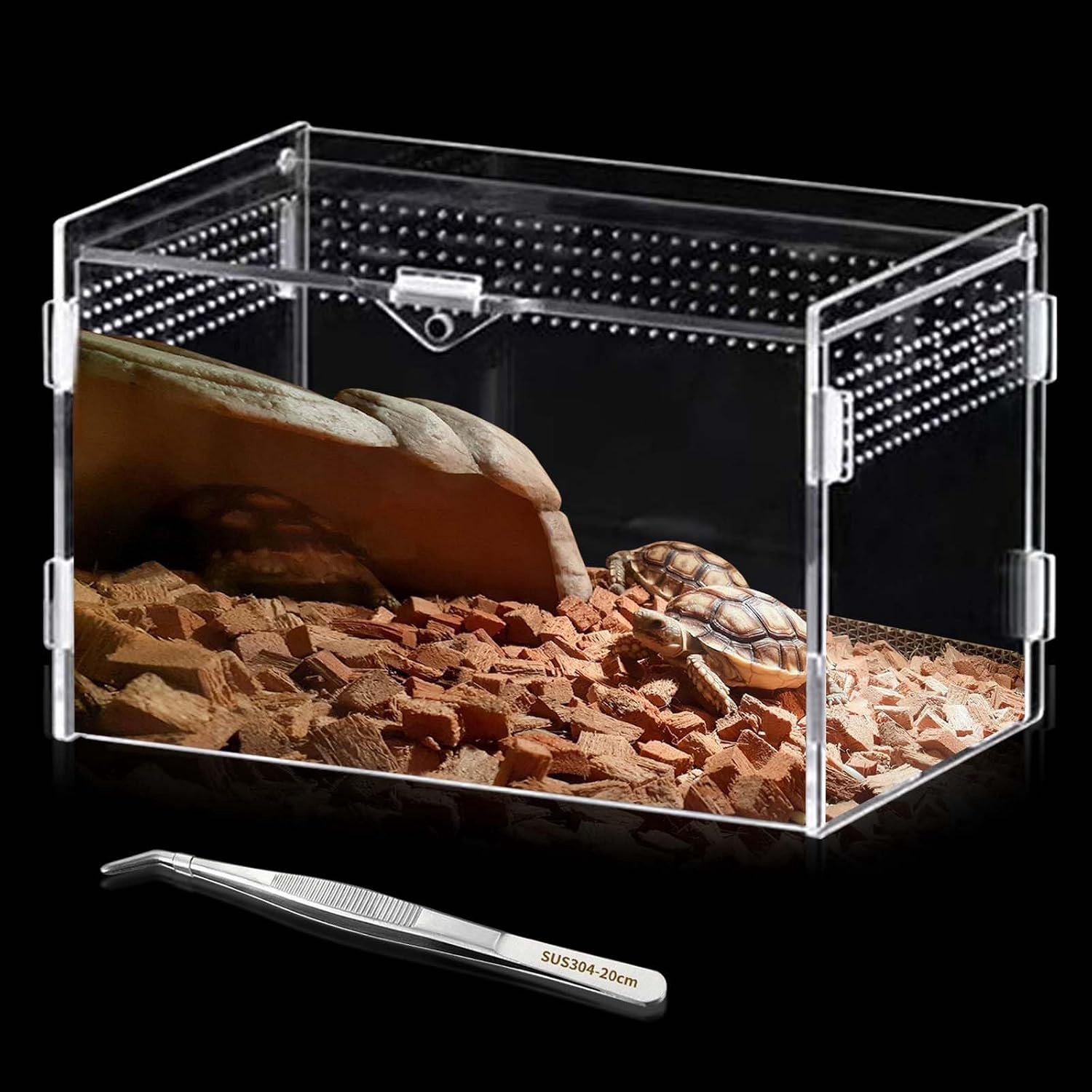 Acryl Terrarium 20 x 12 x 12 cm - Mini Transparante Voederdoos - Voor Slakken, Reptielen, Kikkers en Slangen - ShopVlot