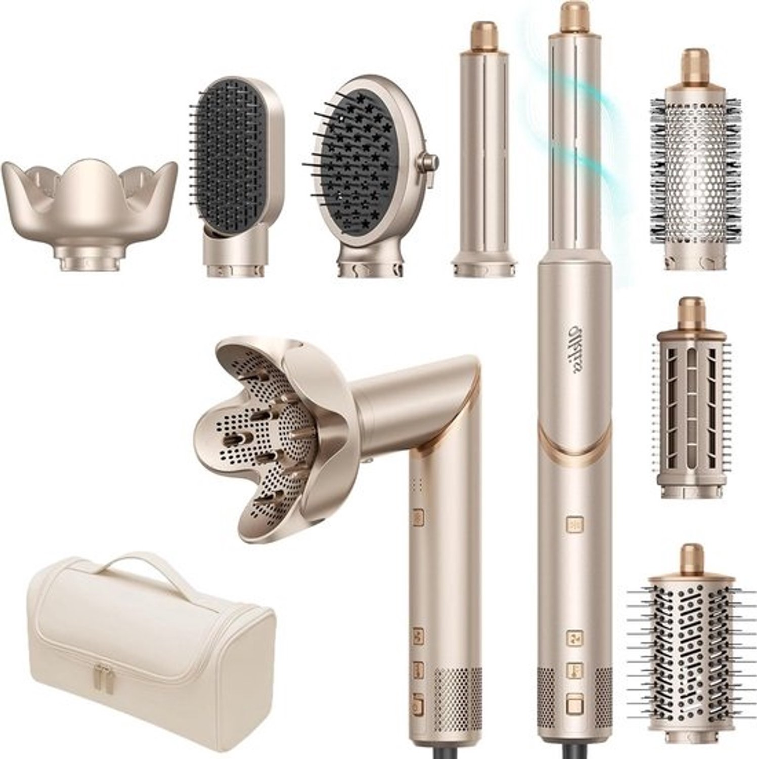 Haarstyler 8-in-1 - Föhnborstel Krultang - Haar Stylen - Met Coanda Technologie - 1 kg - Zwart