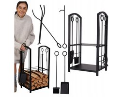 Complete 5-delige Haardhout Rek met Accessoires