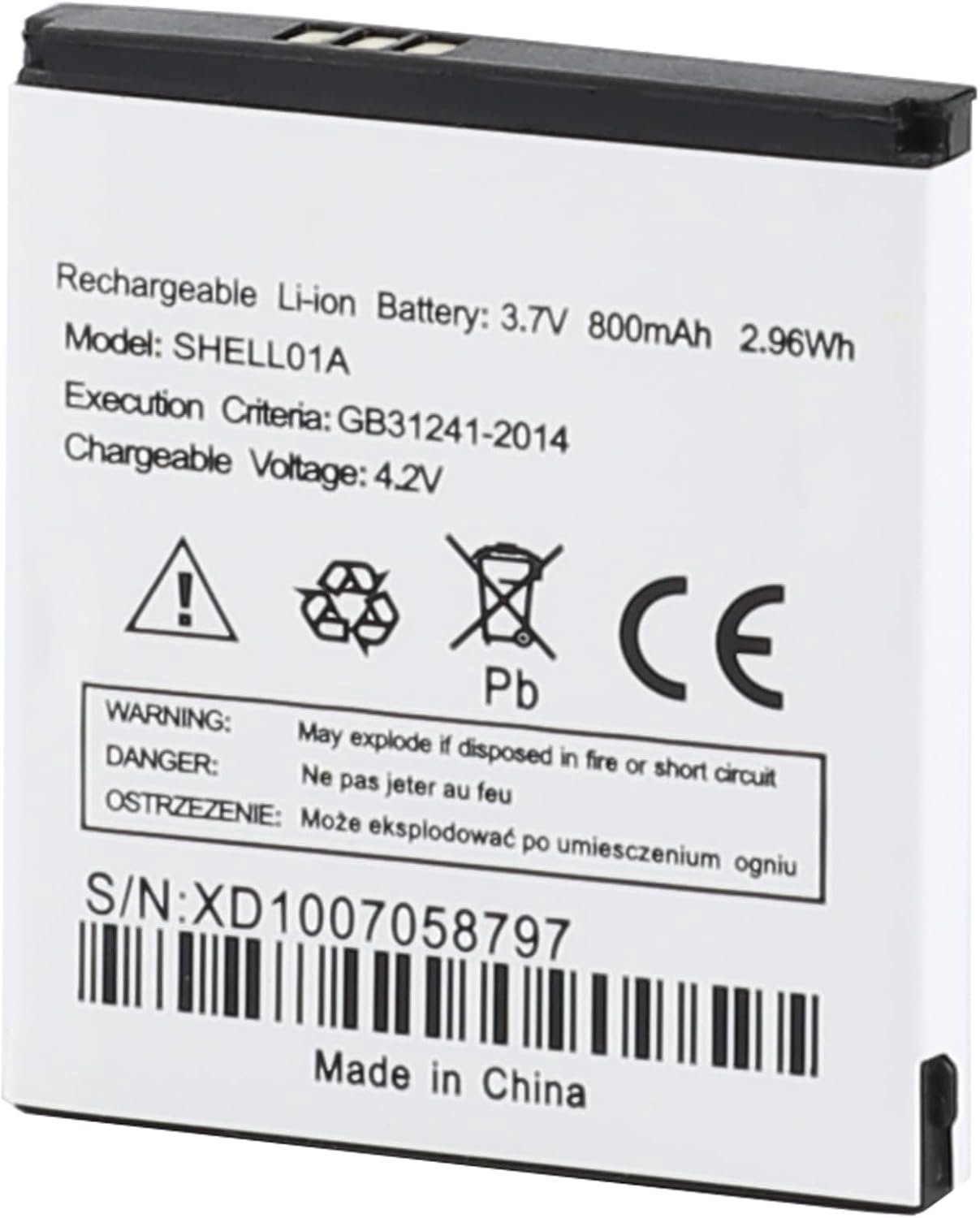 SHELL01A batterij compatibel met Doro telefoon Easy 605 610 611 612 622 520X 409 (Li-Ion 3,7 V 800 mAh 2,96Wh) - ShopVlot