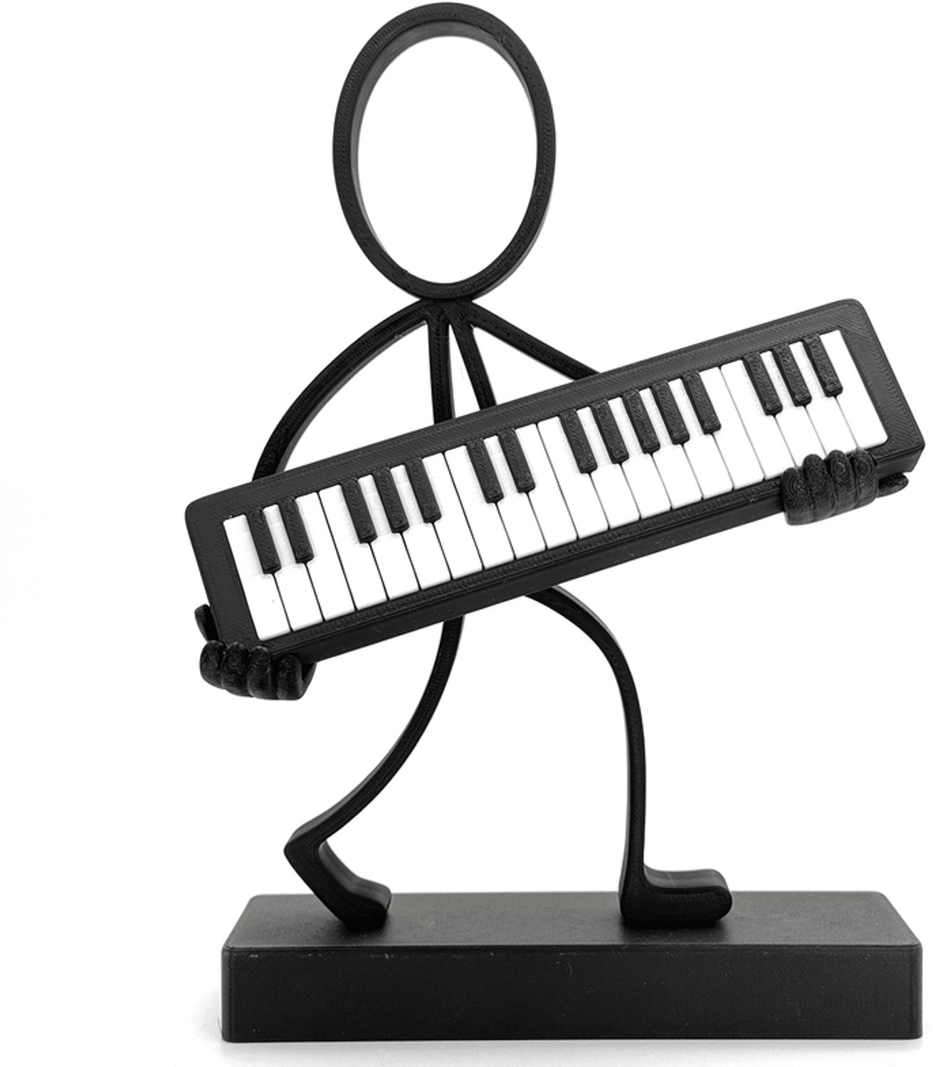 Stickyman Keyboardspeler - zwart-wit - met voetstuk van 2 cm
