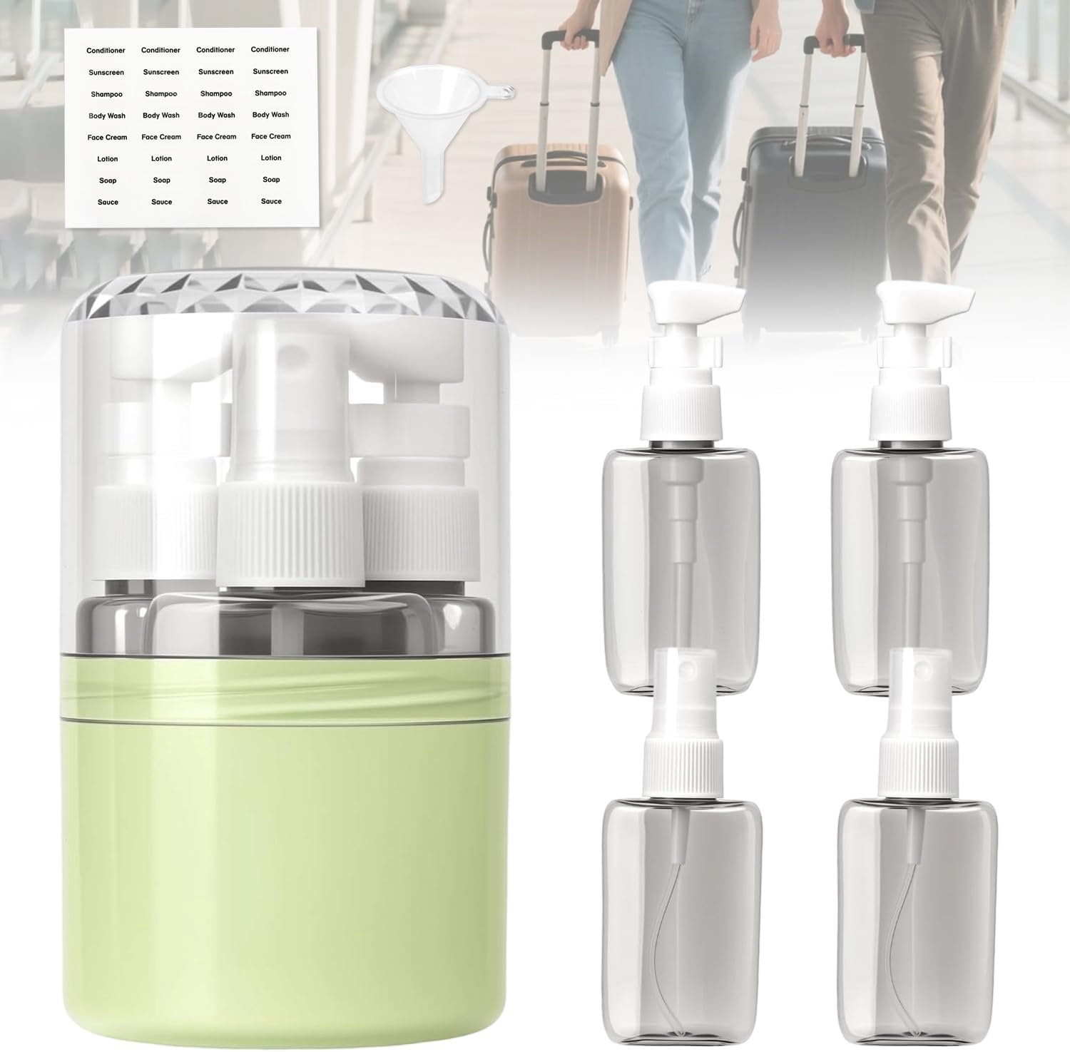 Reisflessen 4-in-1 - 4 flessen van 50 ml - herbruikbaar materiaal - ideaal voor vakantie - ShopVlot