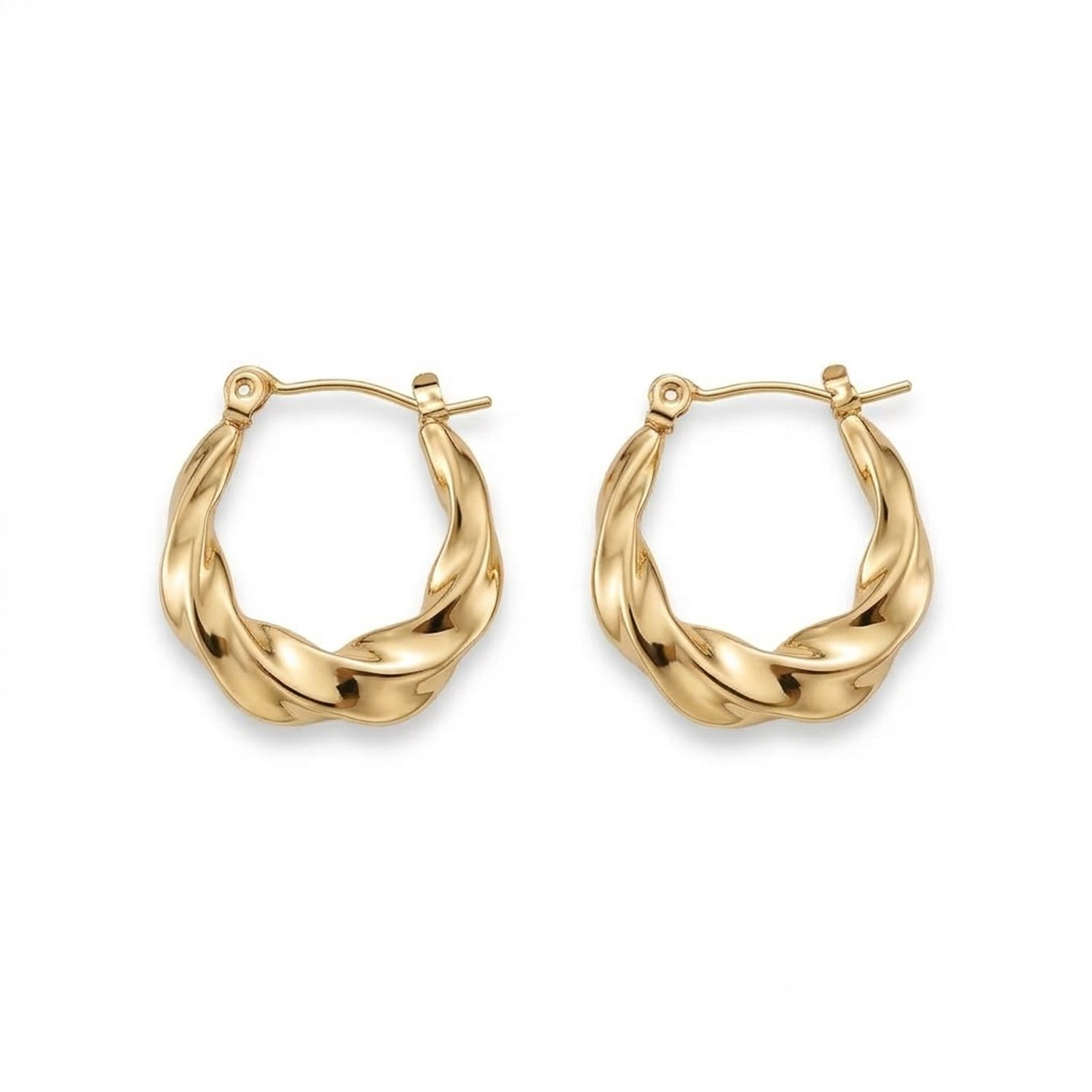 Lundholm Lexi Chunky Oorringen Dames Goudkleurig – Gedraaide Oorringen met Klapsluiting – Premium Stainless Steel Gold PVD Plated – Waterproof & Hypoallergeen – Twisted Hoops Oorbellen Dames Cadeau voor Haar