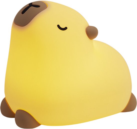 Kinder Nachtlampje Capybara - Nachtlampje Baby - Met aanraaksensor - Veilig voor kinderen - USB Oplaadbaar - Dimbaar - LED - Siliconen - Oplaadbaar nachtlampje - Draadloos - Timer 30 minuten — afbeelding 2