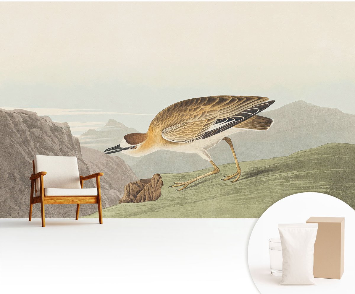 Wallfluent Fotobehang - Bruin Vliesbehang - 416x254 cm - Bergvogel Fotobehang Vlies - Woonkamer behang Dieren - Muurschildering - Woonkamer behang
