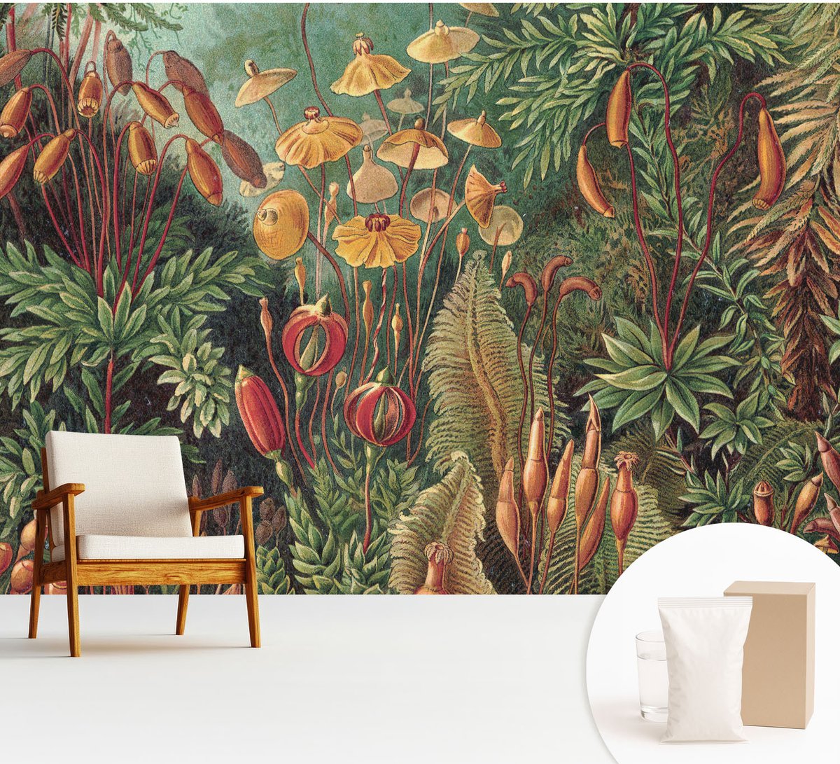 Wallfluent Fotobehang - Groente Vliesbehang - 312x219 cm - Exotische Tuin Muurschildering - Gang behang Bloemen En Planten - Fotobehang Vlies - Gang behang