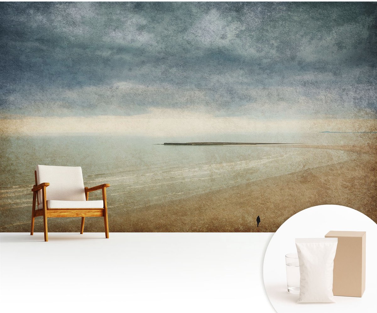 Wallfluent Fotobehang - Grijs Vliesbehang - 416x254 cm - Nostalgisch Landschap Fotobehang Vlies - Woonkamer behang Landschappen - Muurschildering - Woonkamer behang