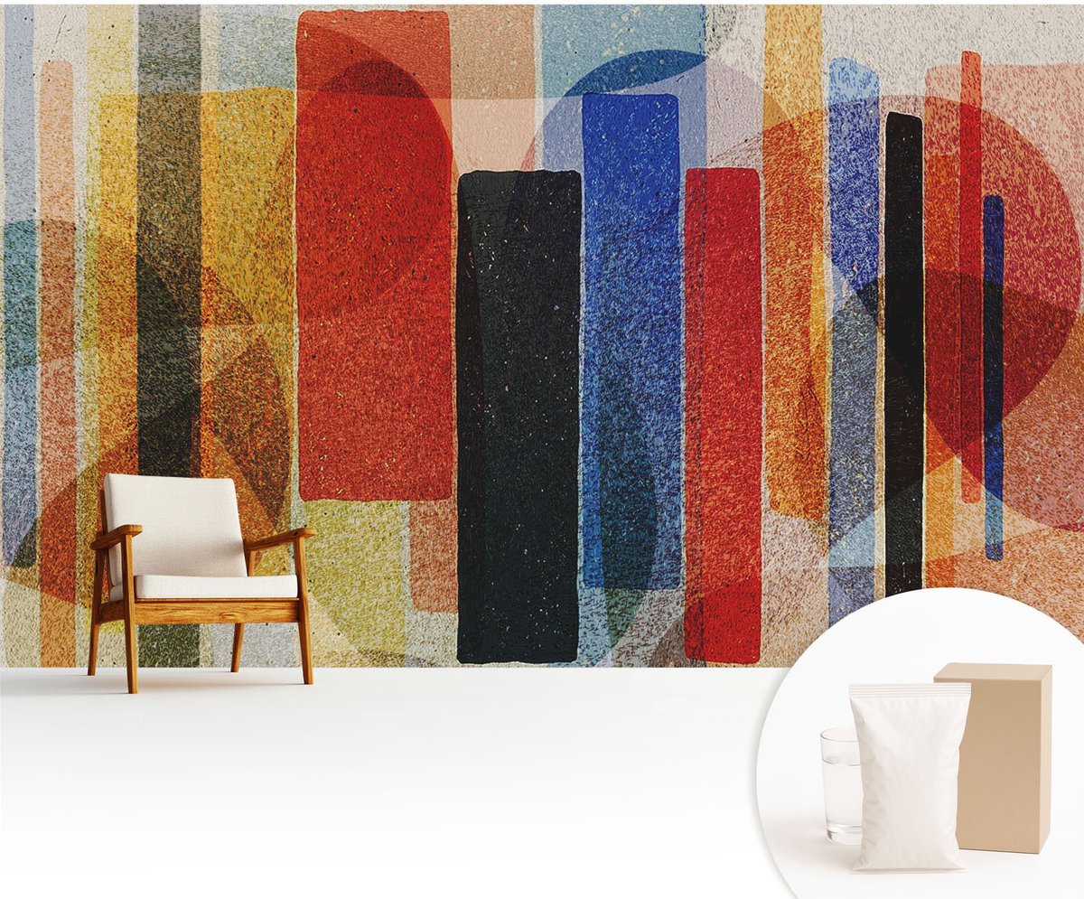 Wallfluent Fotobehang - Zwart Vliesbehang - 416x254 cm - Geometrische Vormen Muurschildering - Slaapkamer behang Deel - Fotobehang Vlies - Gang behang