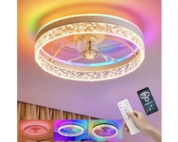Ventilator Lamp - Airco Lamp - RGB - Plafondventilator Met Verlichting - Pafonniere - Plafondventilator Afstandbediening - Keukenlamp - Woonkamerlamp -6 Standen