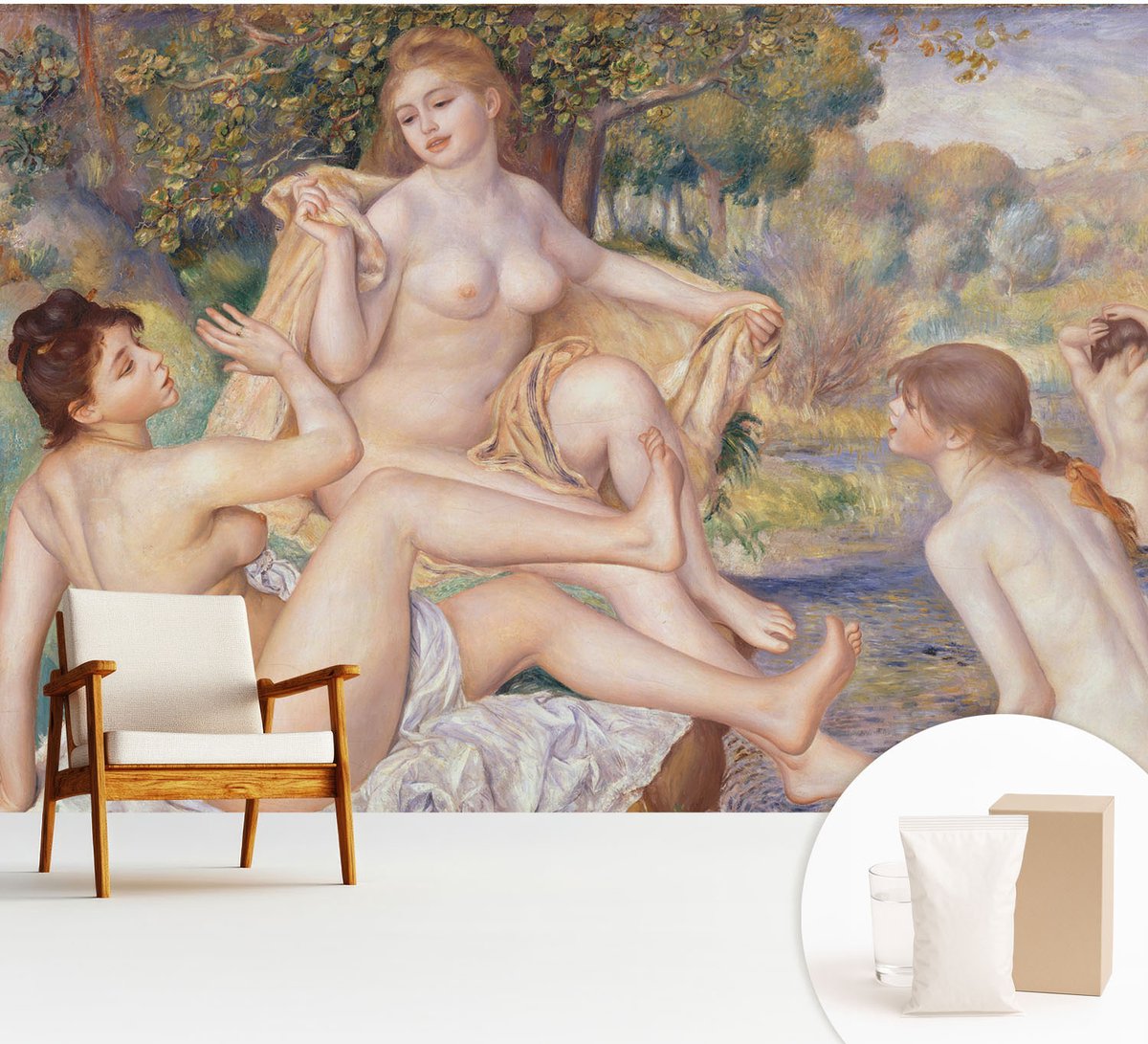 Wallfluent Fotobehang - Beige Vliesbehang - 312x219 cm - Vrouwen Die Rusten Muurschildering - Slaapkamer behang Deel - Fotobehang Vlies - Gang behang