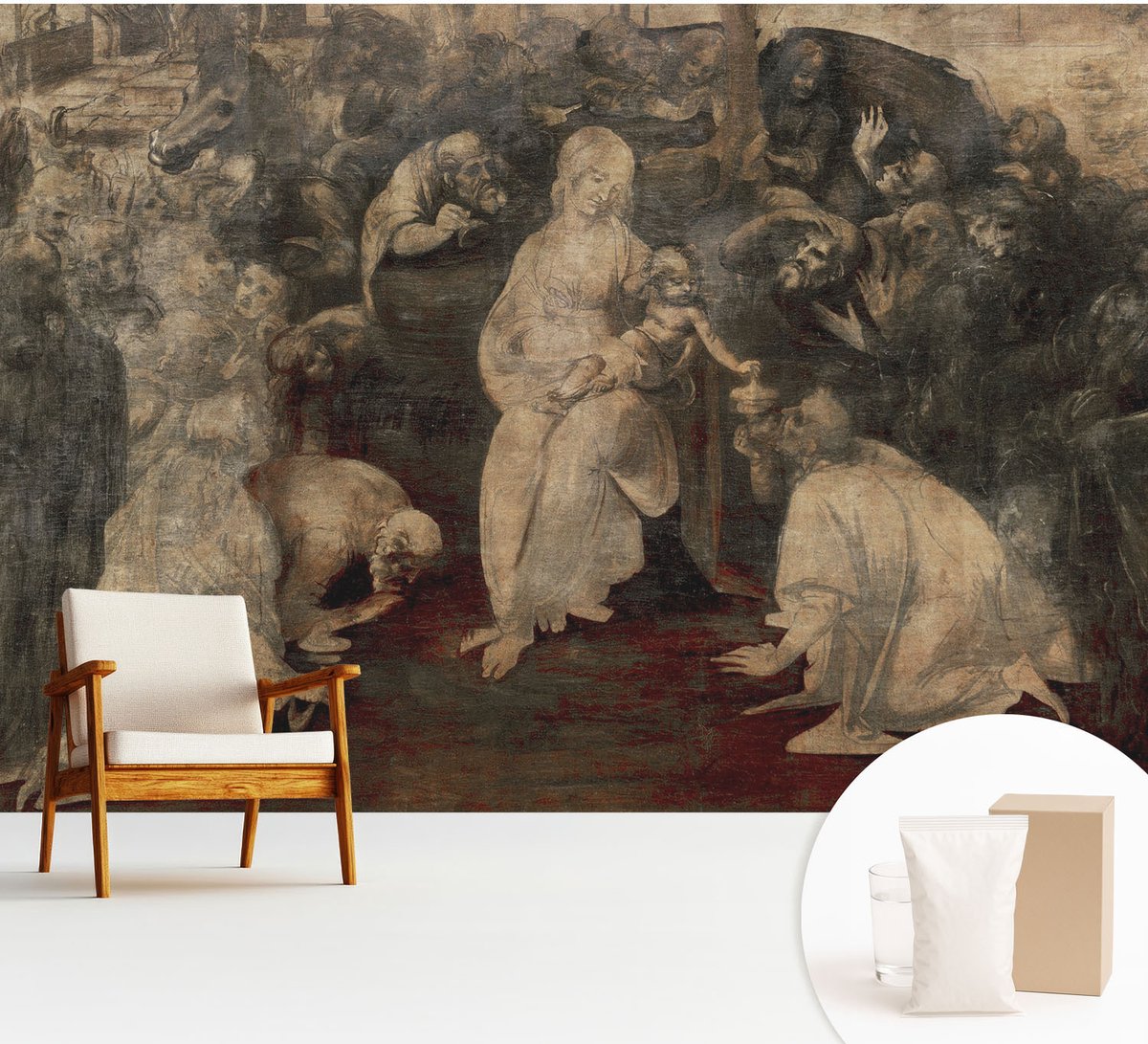 Wallfluent Fotobehang - Bruin Vliesbehang - 312x219 cm - Geestelijke Ontmoeting Muurschildering - Slaapkamer behang Deel - Fotobehang Vlies - Gang behang