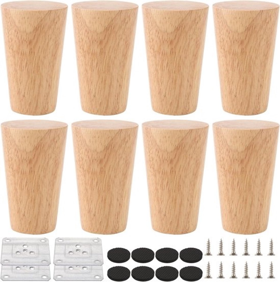 Set meubelpoten - Kastpoten - Tafelpoten - Meubels verhogen - Hoge belastbaarheid - 8 cm - 300 kg - Eikenhout