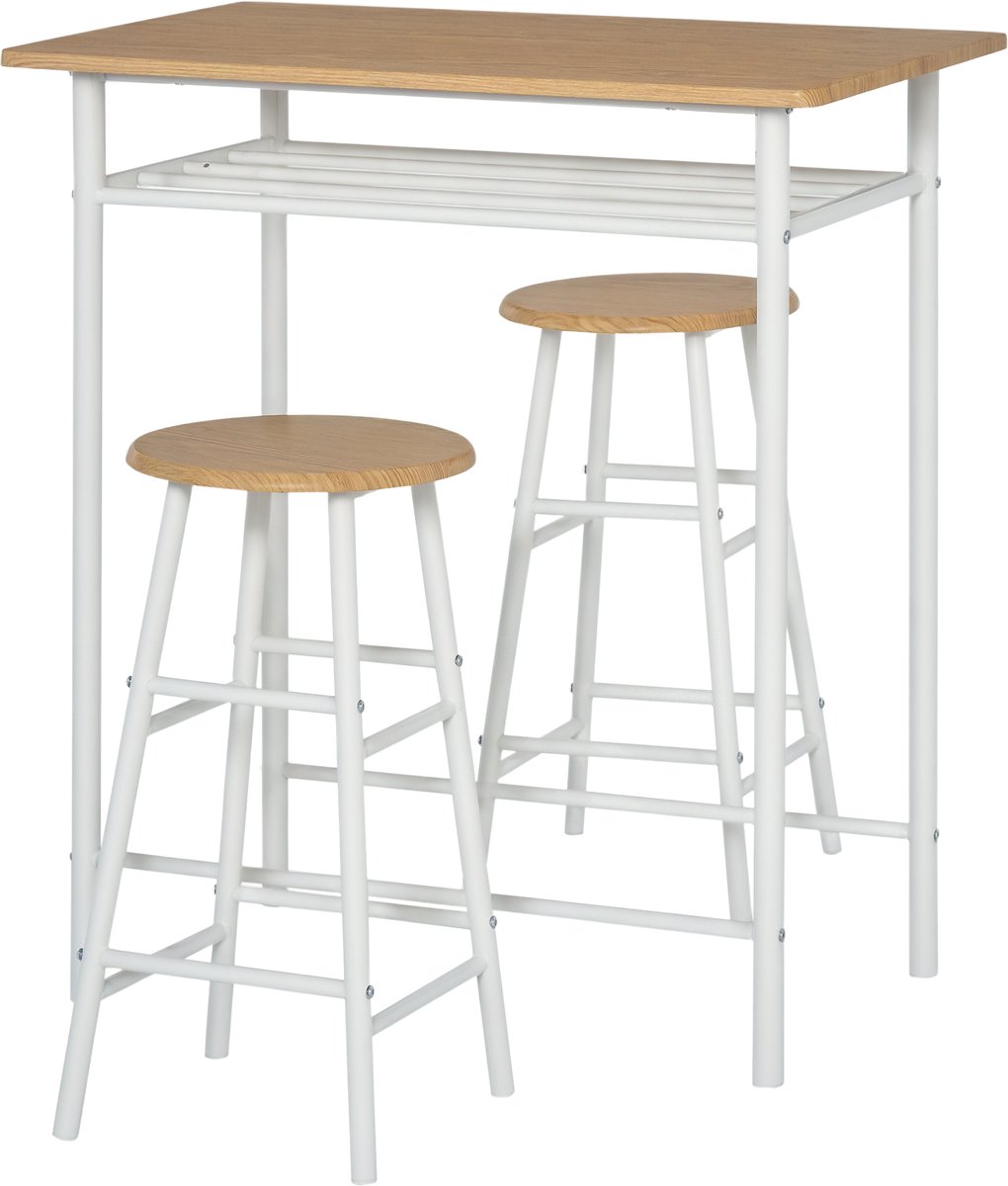 bartafel set bartafel met 2 barkrukken eethoek keukentafel met opbergrek eettafel voor eetkamer keuken wit