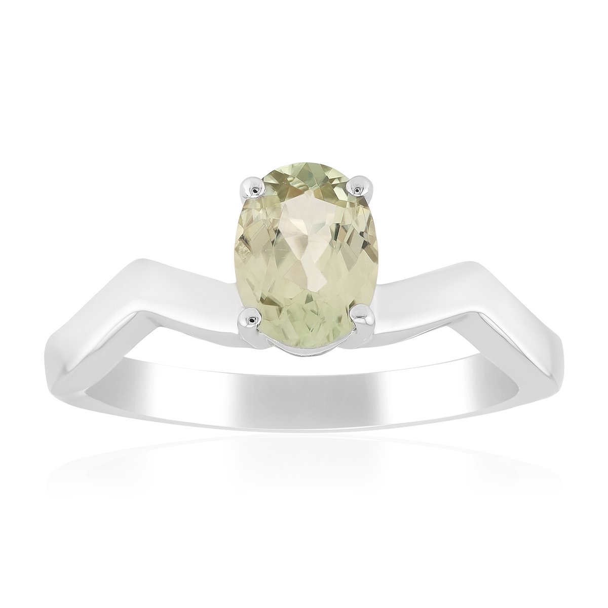 Cavill - Zilveren Ring Dames - 925 Sterling Zilver Gerhodineerd - Ovale Diaspoor 0,765 ct Kleurwissel - V-vormige Moderne Ring uit Turkije