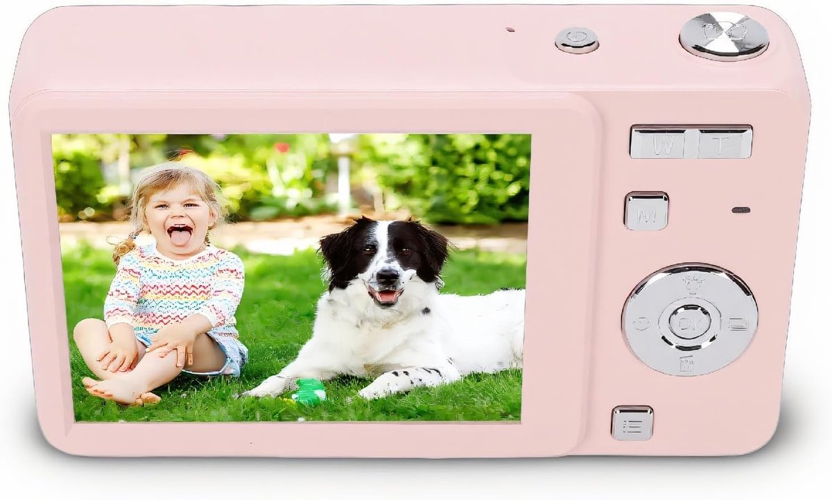 64MP 4K Digitale Videocamera, 16x Zoom, AF Autofocus, Compactcamera met Ultra HD-scherm, Prachtige Retrocamera's met Schuifdeksel, 2,8 Inch, Time-lapse, Schoonheidsfunctie (Rozet)