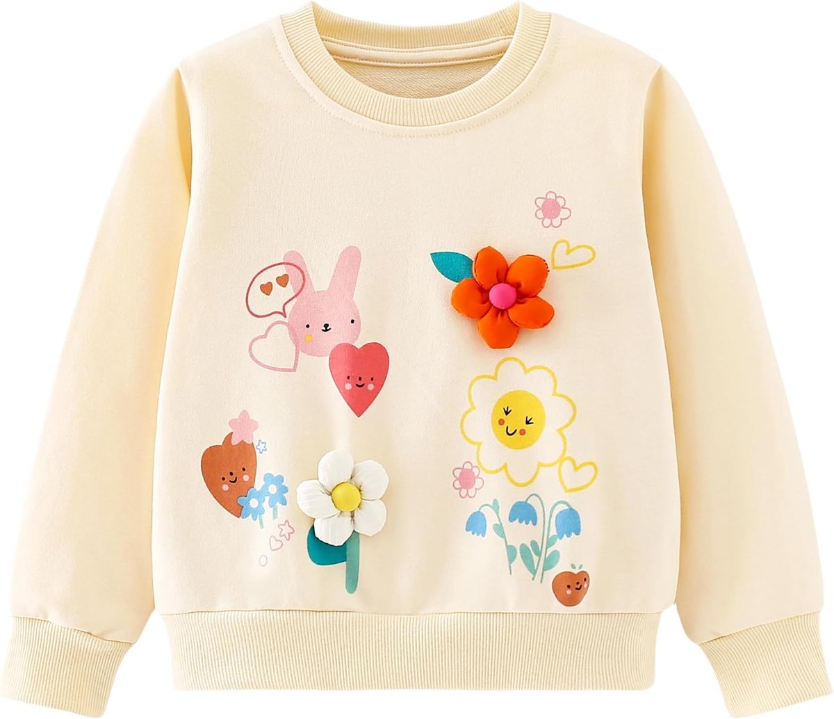 Sweatshirt Meisjes Ronde Hals Sweater Meisjes Katoen Casual Pullover voor Kinderen Herfst Winter Kinderkleding Leeftijd 2-8 Jaar