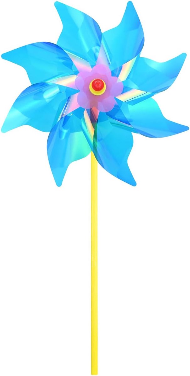 1-pack Regenboog Pinwheels 20 Inch Plastic Wind Spinners Outdoor Bloem Windmolen voor Feestdecoraties/Tuin/Tuin, Speelgoed Wind Spinners [Blauw]