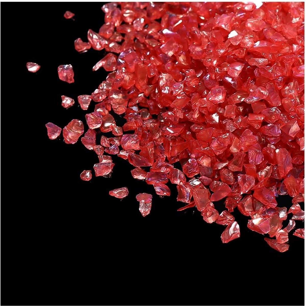 Glass Chips onregelmatige glazen chips, glitter, ongeboorde glazen kralen, transparant glas voor bruiloft, feest, vazenvulling, bruiloften, tafeldecoraties, kunsthandwerk, 100 g, rood
