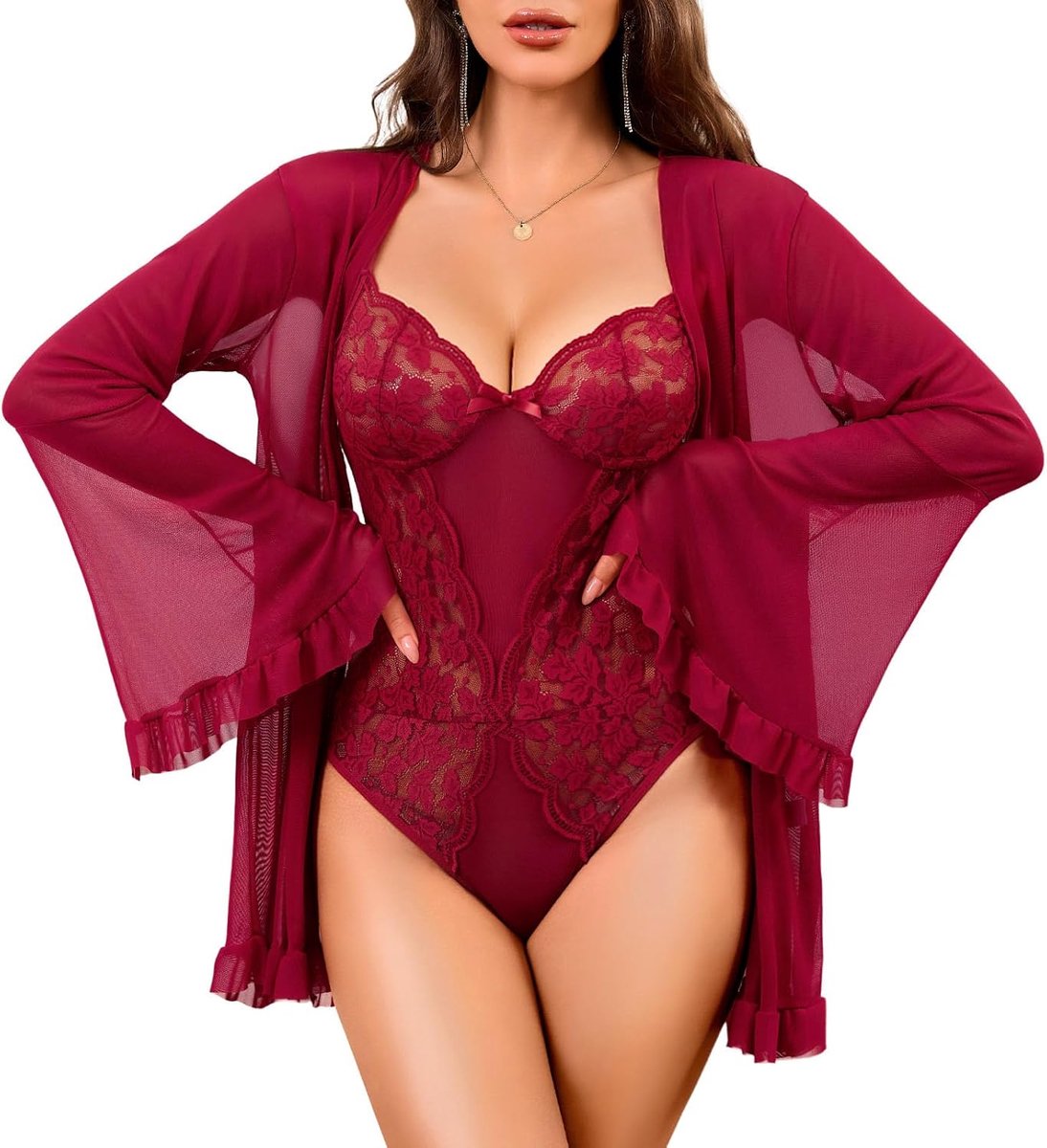 Lingerie Voor Vrouwen Sets Mesh Babydoll Nachtkleding Nachtkleding Nachtkleding