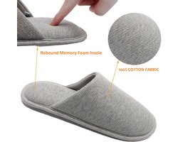 Ofoot Heren biologisch katoenen gezellige binnenslippers, traagschuim huis plat, wasbare instapschoenen voor thuis