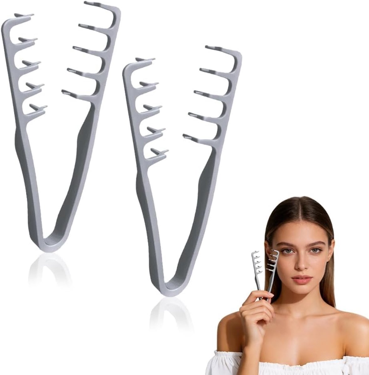 Textuur Kam 2 Stuks,Haartang Textuur Kam Textuur Kam Styling Kam Wortels Volume Tool Voor De Haarwortels Met Ponyaanzet Verzorgen (Grey)