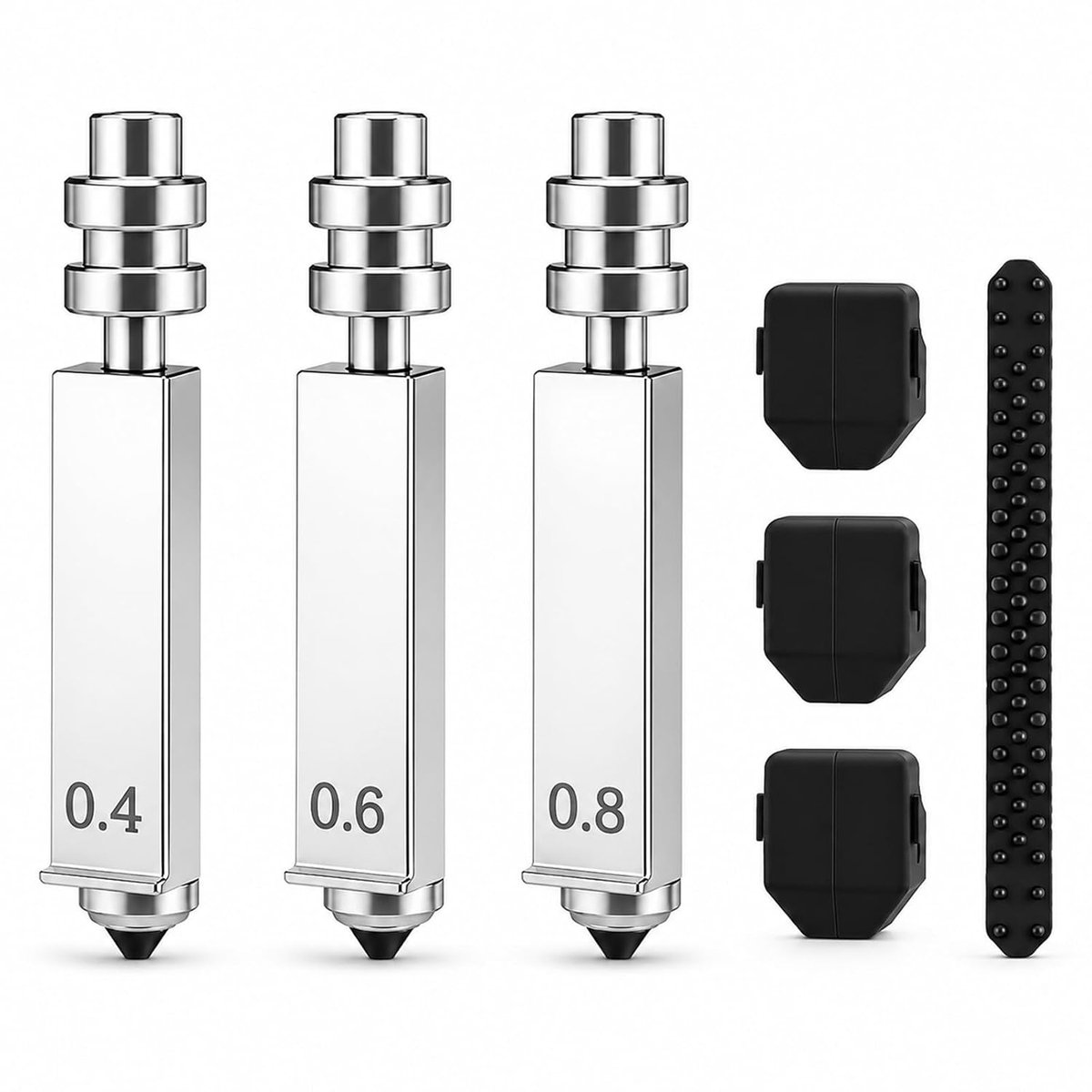 3 stuks geïntegreerde gehard stalen sproeiers 0,4 mm 0,6 mm 0,8 mm voor Anycubic Kobra X Combo, Throat Tube mondstukken, drukkop, snelwissel gehard stalen mondstuk, geïntegreerd mondstuk 600 mm/s High