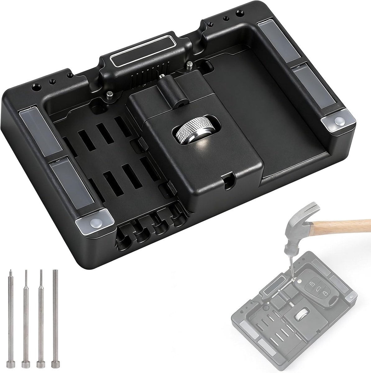 Jig gereedschap met 4 pennen 0,8 mm/1,4 mm/1,6 mm/1,8 mm, sleutelpennverwijderaar voor het demonteren van de autosleutel met afstandsbediening
