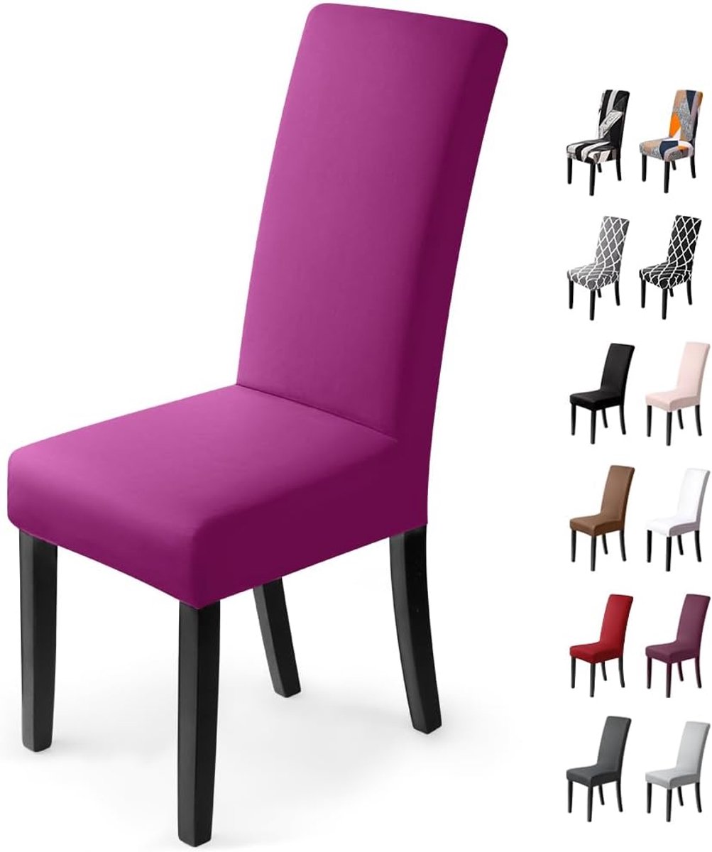 Stoelhoezen 2 Stuks Stoelhoes Stoelhoezen voor Eetkamerstoelen Verwijderbare Wasbare Eetstoelhoezen voor Hotel, Eetkamer, Banket, Decor voor Bruiloftsfeest(2 Stuks, Paars)